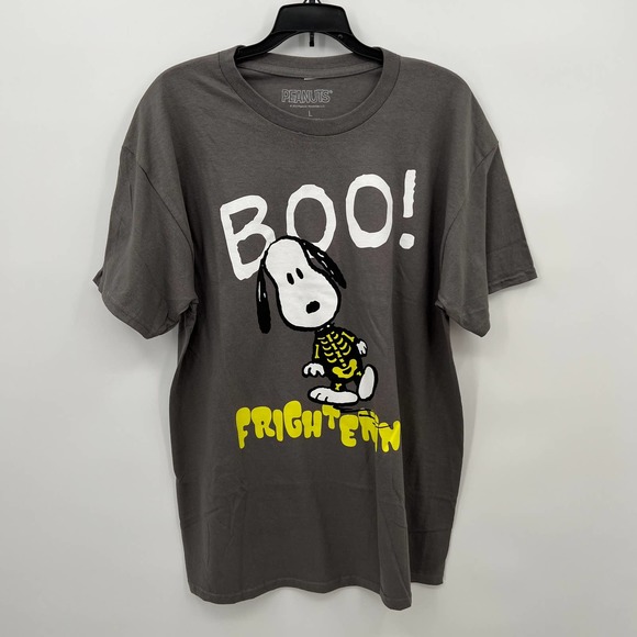 Peanuts Men's Snoopy Skeleton Short Sleeve T-Shirt in Gray Size Large - Picture 1 of 3